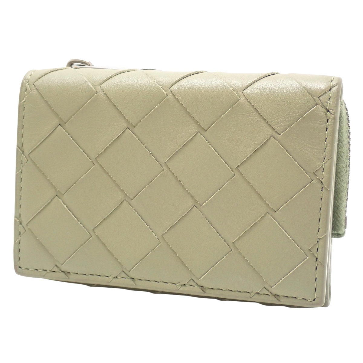 小号 Intrecciato 三折拉链皮革钱包