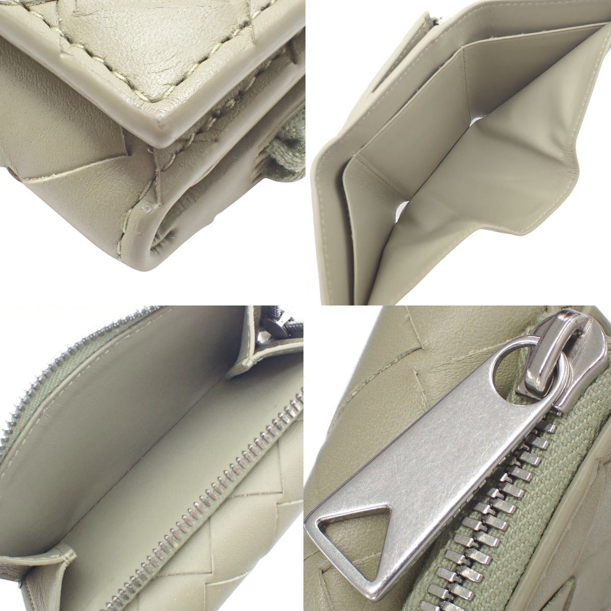 Small Intrecciato Tri-fold Zip Wallet in Leather