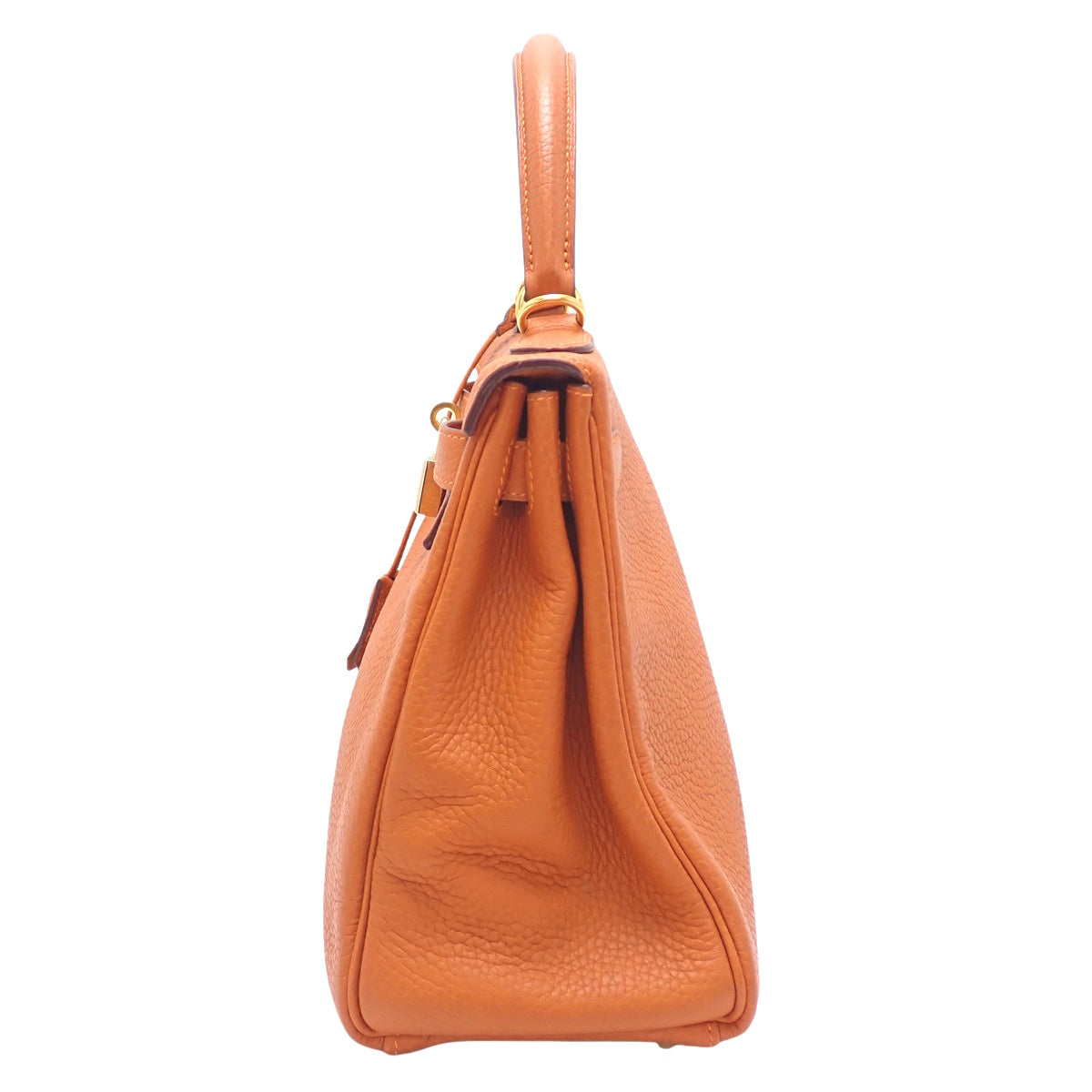 Kelly 28 (inner stitching) Taurillon Orange with Gold Hardware and I Stamp