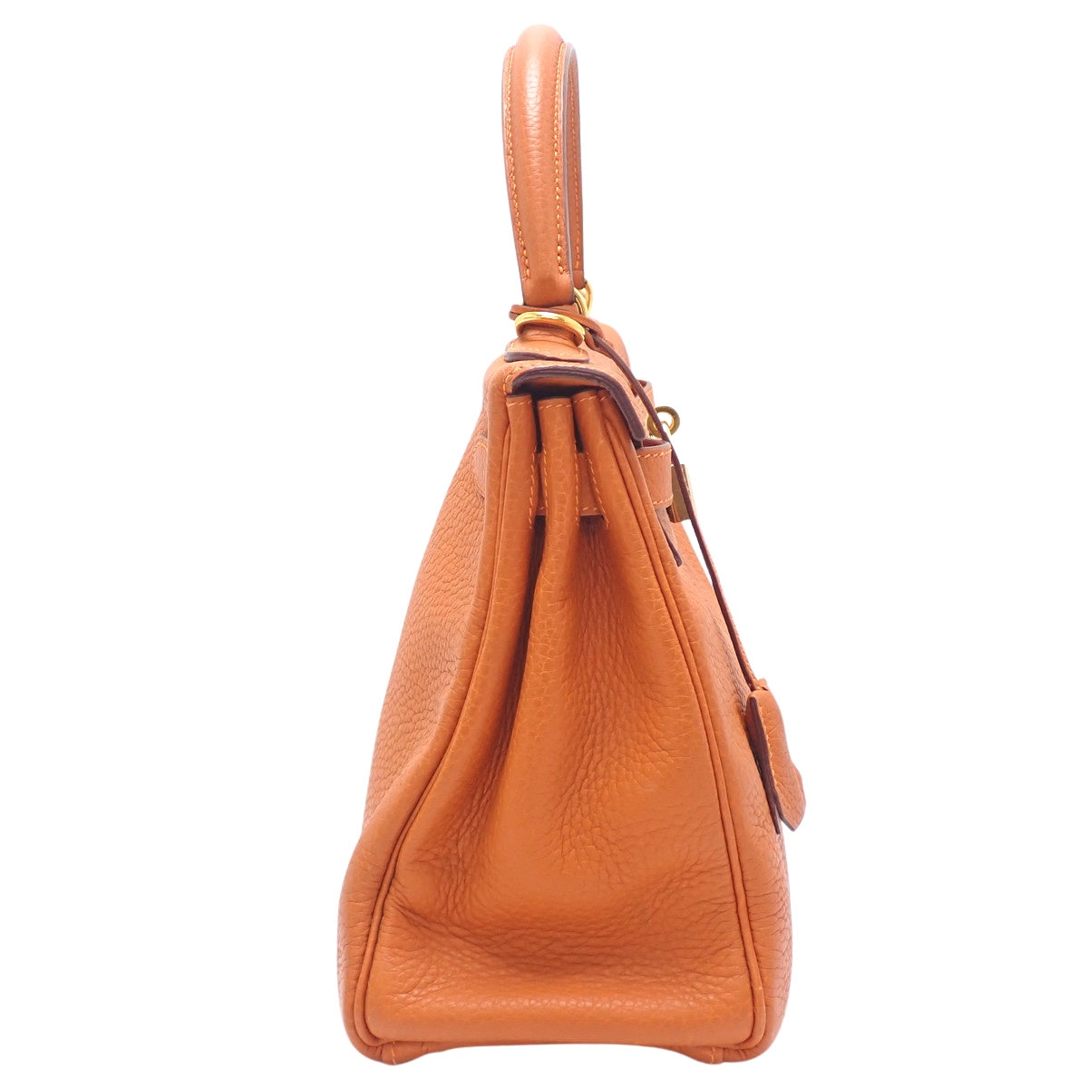 Kelly 28 (inner stitching) Taurillon Orange with Gold Hardware and I Stamp