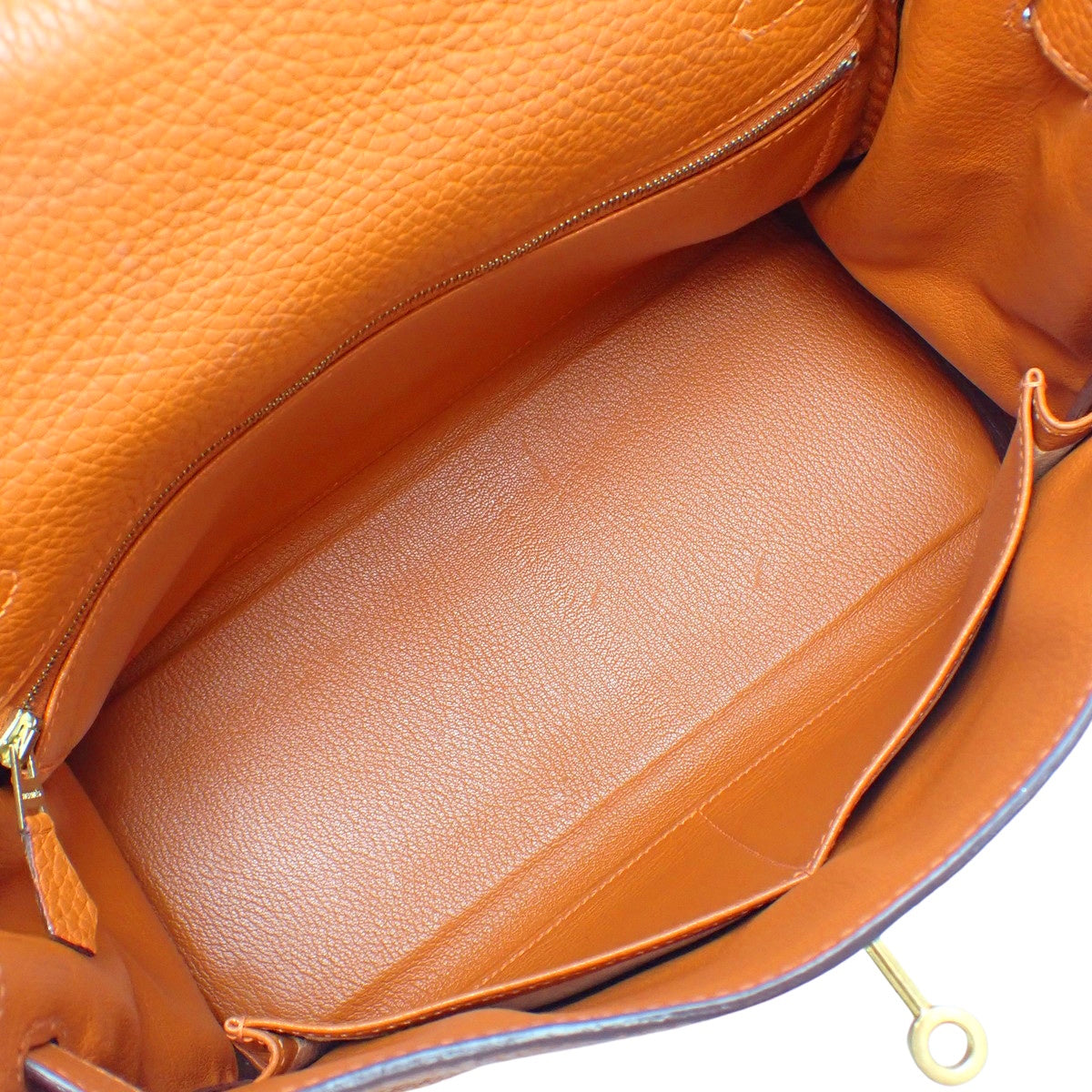 Kelly 28 (inner stitching) Taurillon Orange with Gold Hardware and I Stamp