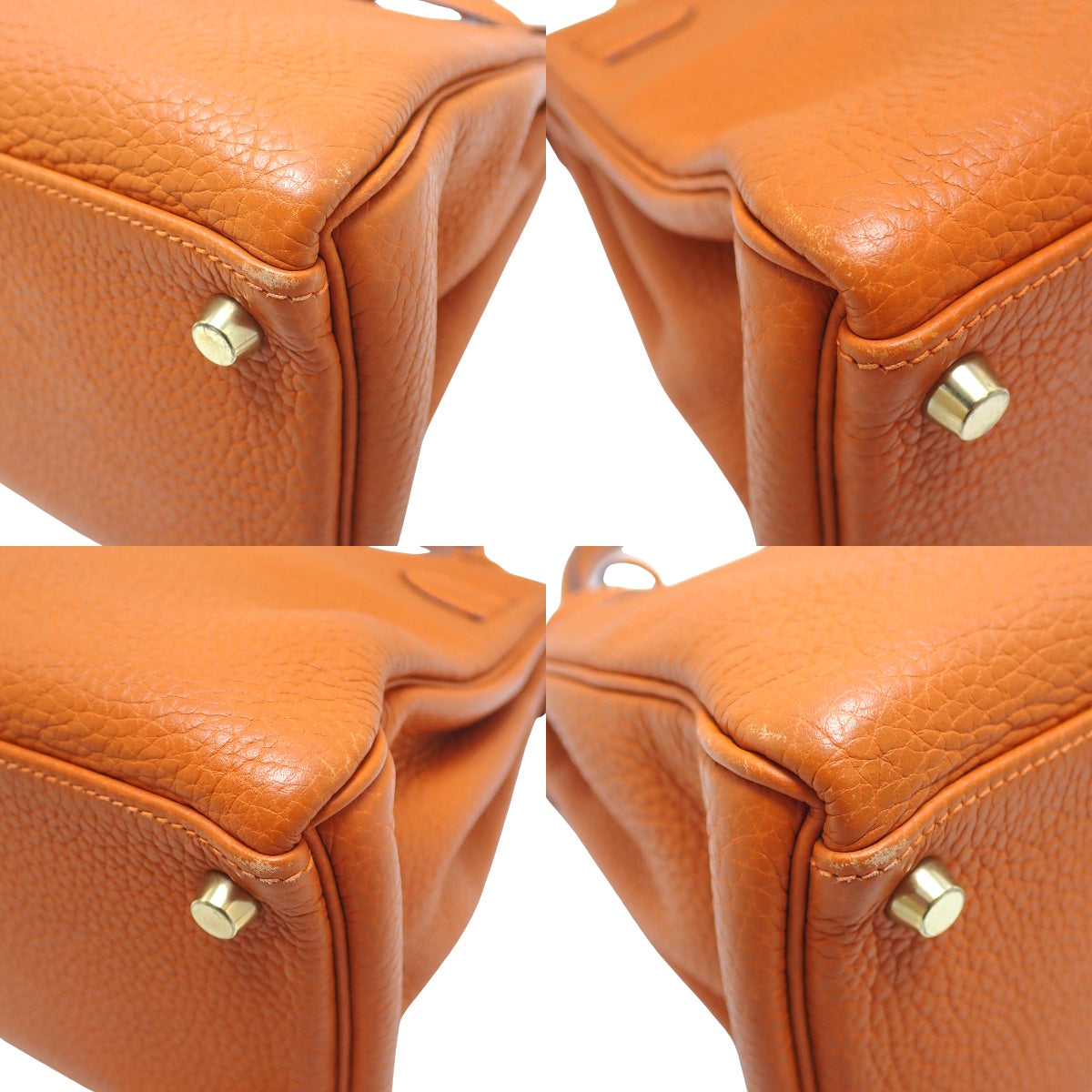 Kelly 28 (inner stitching) Taurillon Orange with Gold Hardware and I Stamp