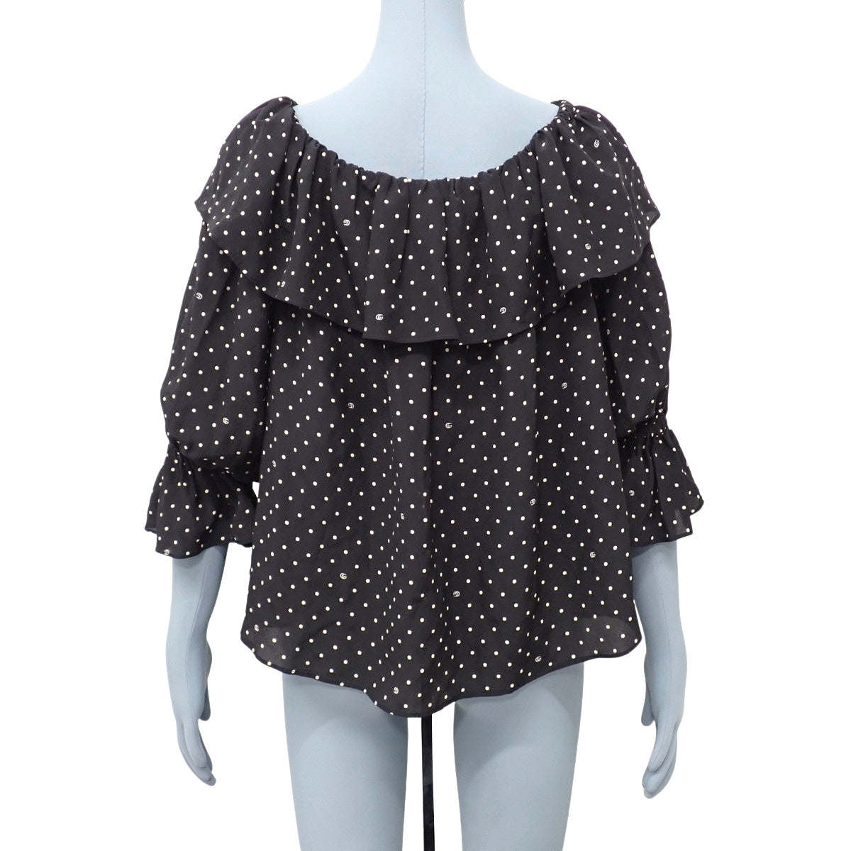 ドットブラウス 40 水玉 チュニック ブラック ホワイト