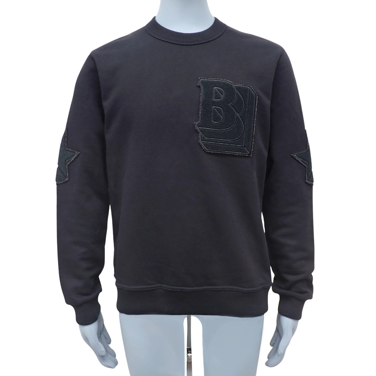 Letter Star Graphic Crew Neck Sweatshirt, XS, Black