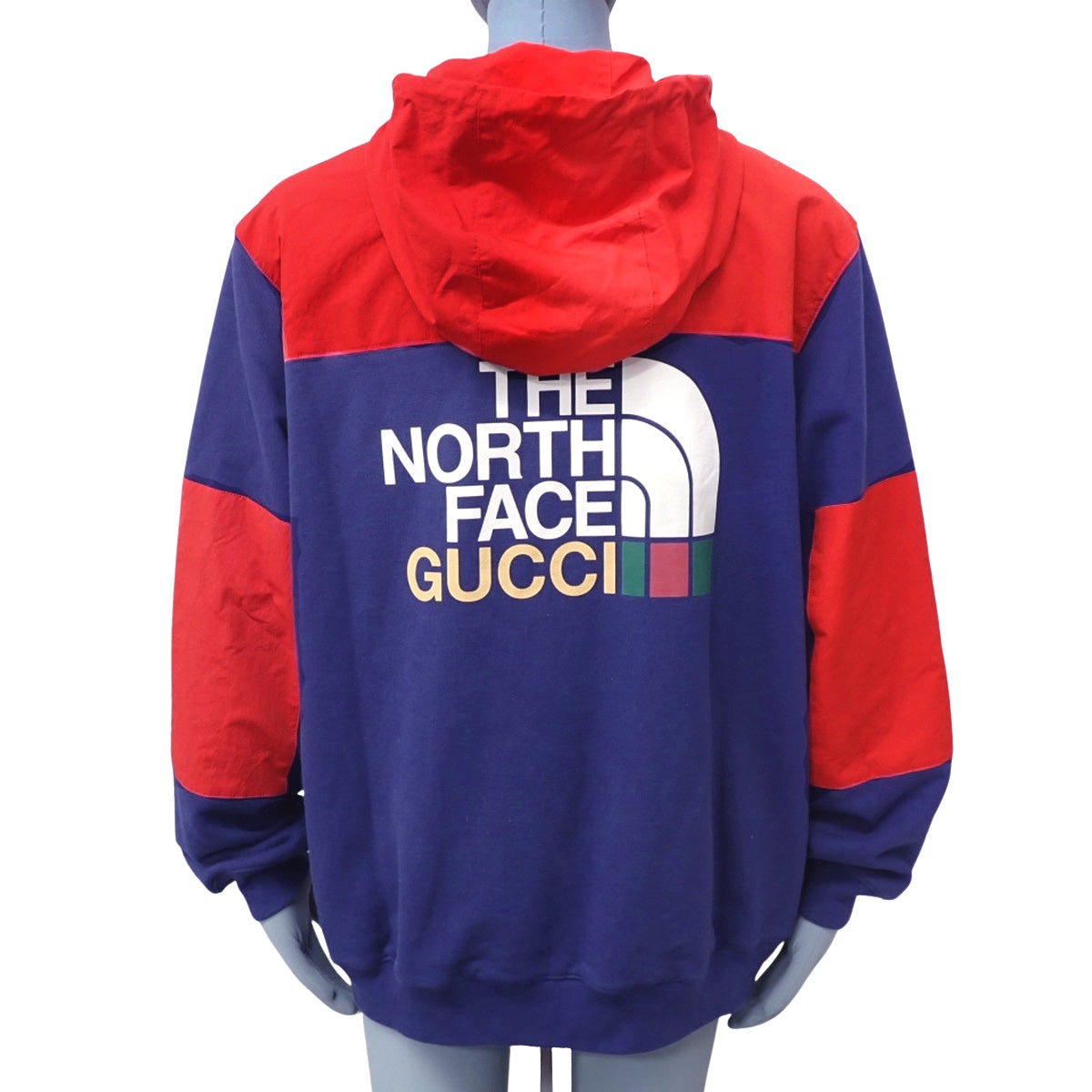 The North Face collaboration zip-up hoodie, size L, red and blue