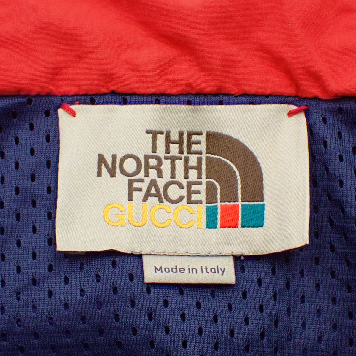 The North Face collaboration zip-up hoodie, size L, red and blue