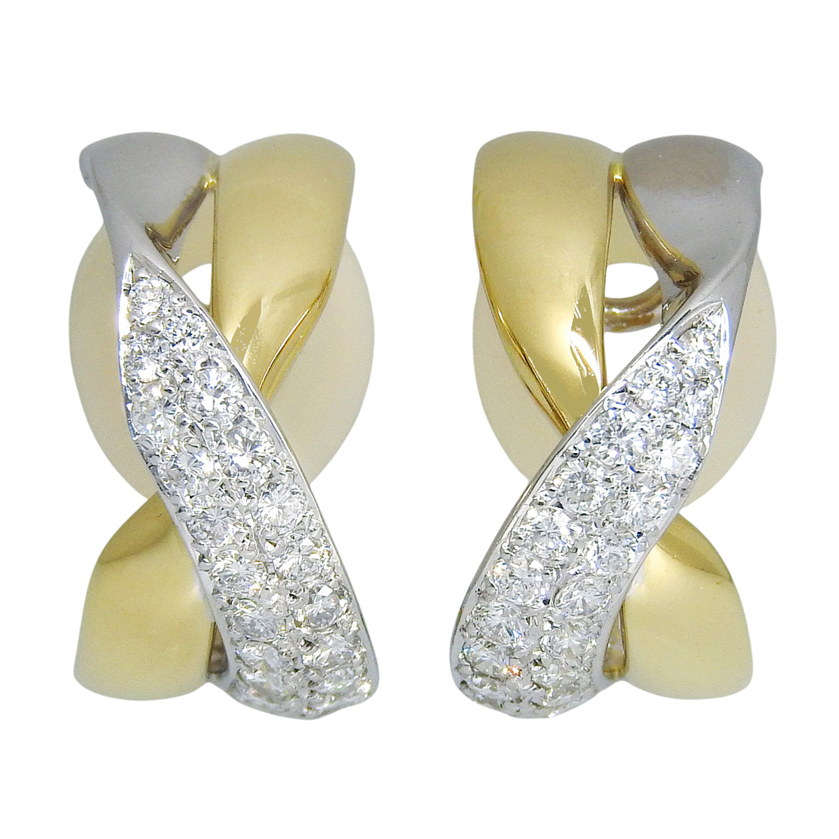 Cross Diamond Earrings D0.51/D0.51 K18 White Gold WG K18 Yellow Gold YG