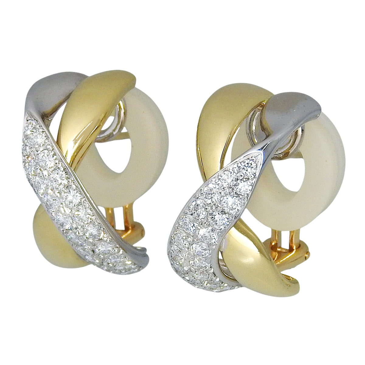 Cross Diamond Earrings D0.51/D0.51 K18 White Gold WG K18 Yellow Gold YG