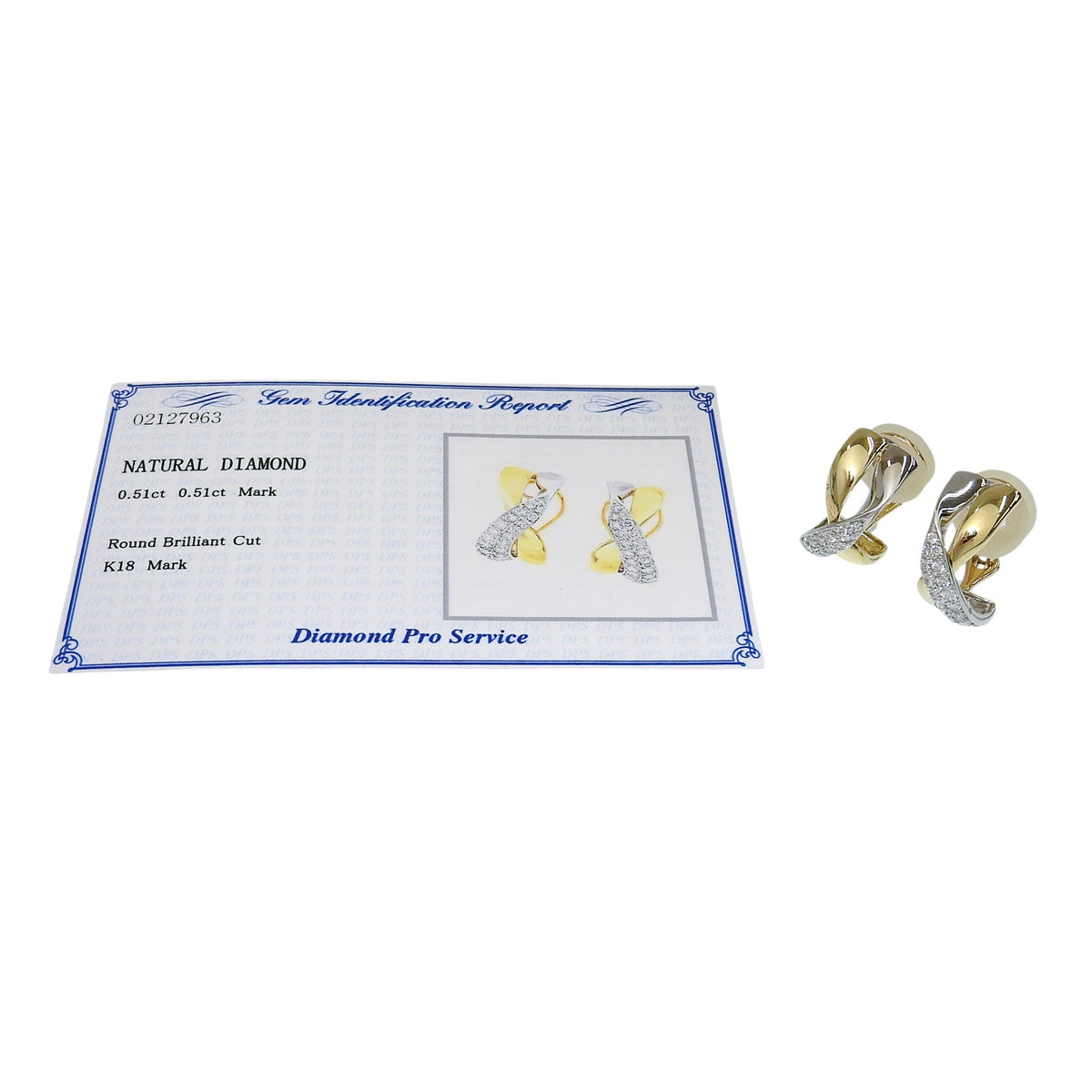 Cross Diamond Earrings D0.51/D0.51 K18 White Gold WG K18 Yellow Gold YG