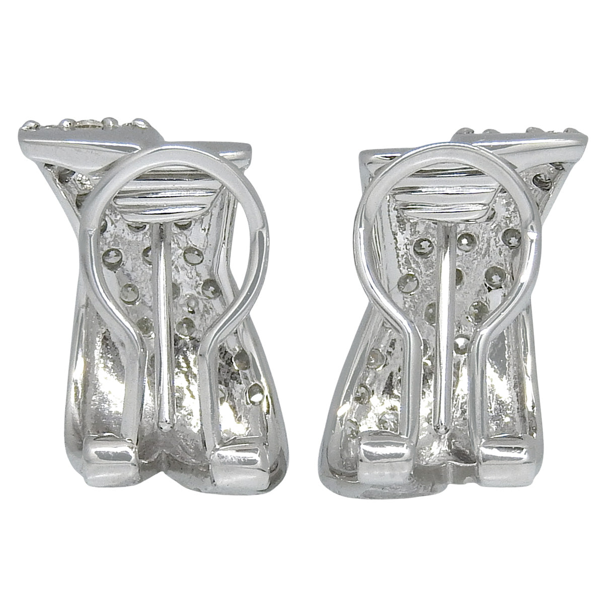 交叉钻石耳环 D0.50/D0.50 K18 白金 WG
