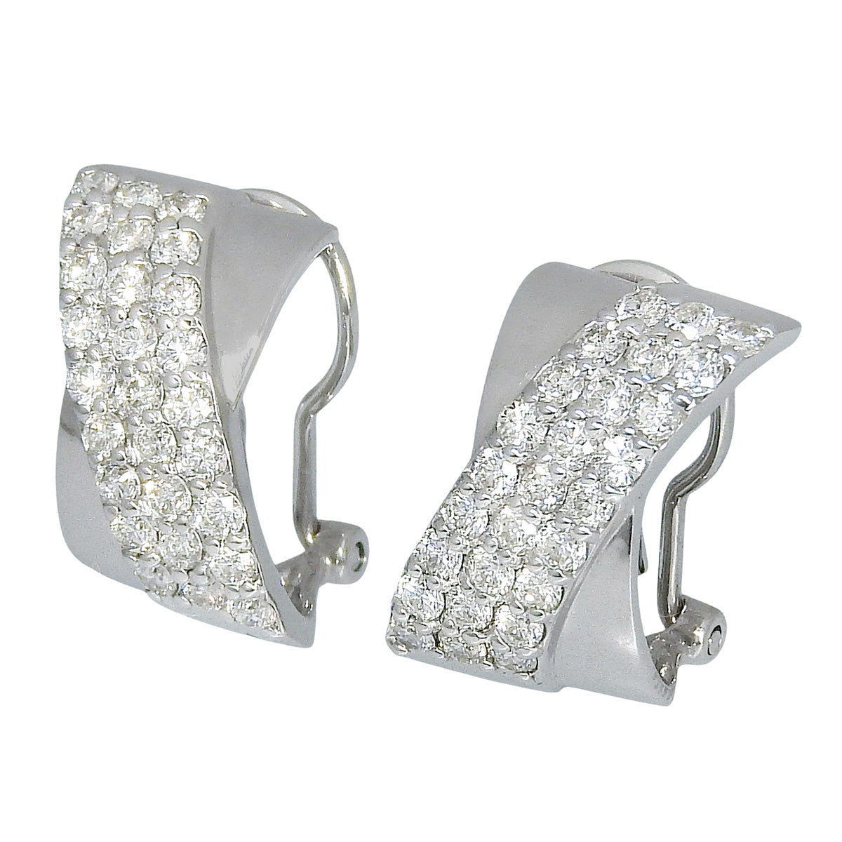 交叉钻石耳环 D0.50/D0.50 K18 白金 WG