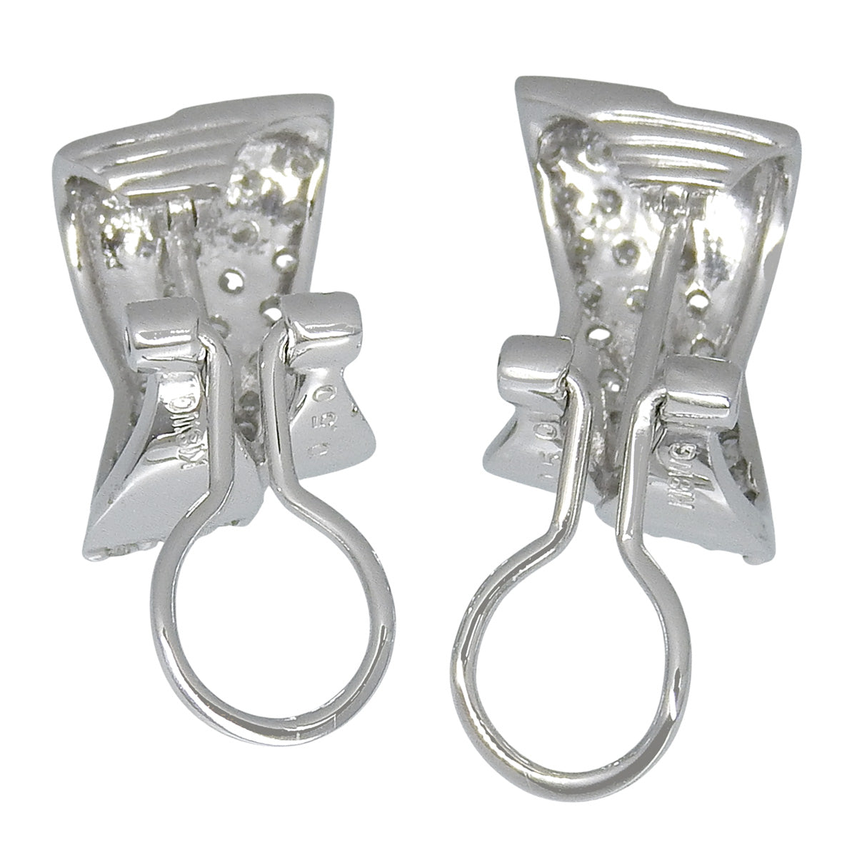 交叉钻石耳环 D0.50/D0.50 K18 白金 WG