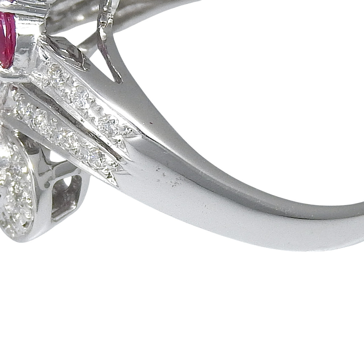 フラワーモチーフ ルビー ダイヤモンド リング R2.84/D0.28 K18 ホワイトゴールド WG