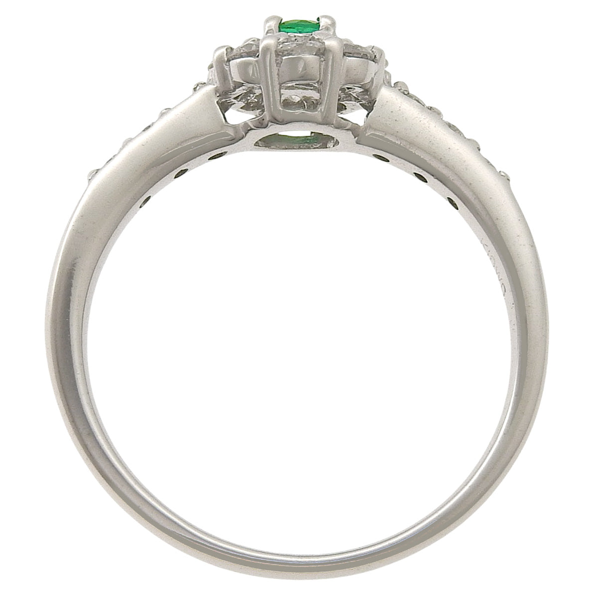 祖母绿钻石花朵戒指,E0.05/D0.33 白金 K18WG