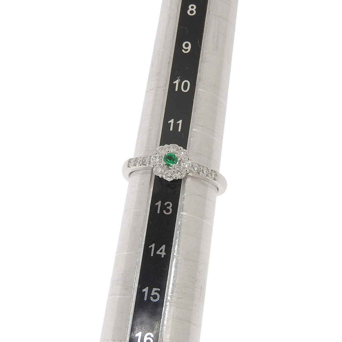 祖母绿钻石花朵戒指,E0.05/D0.33 白金 K18WG