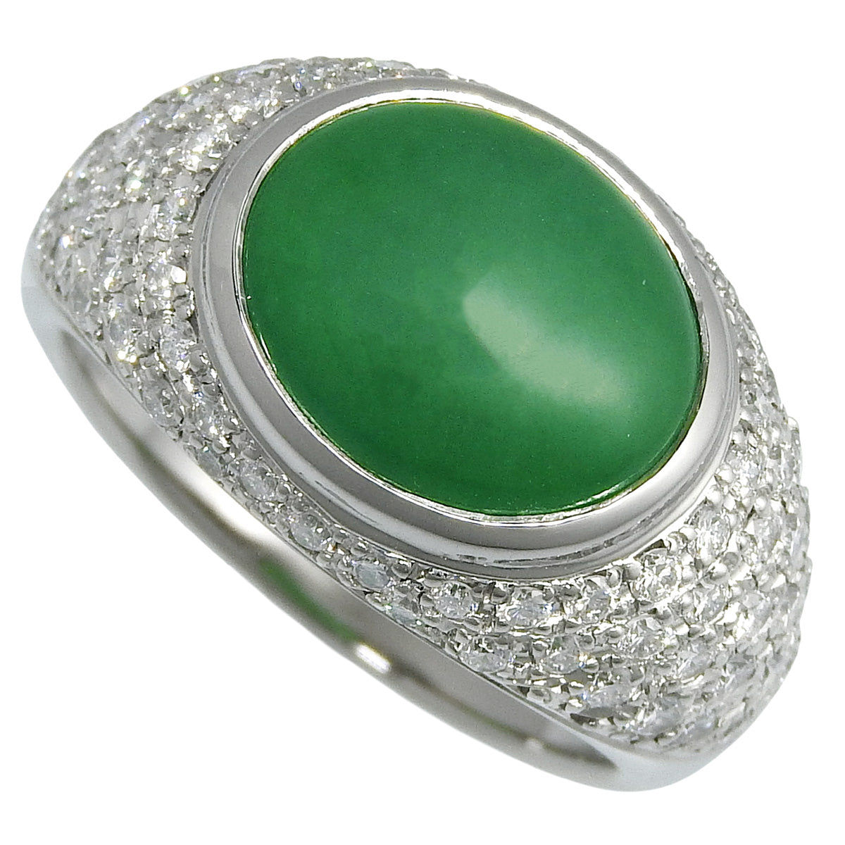 Jadeite Ring, H6.87/D1.30, Pt900 Platinum