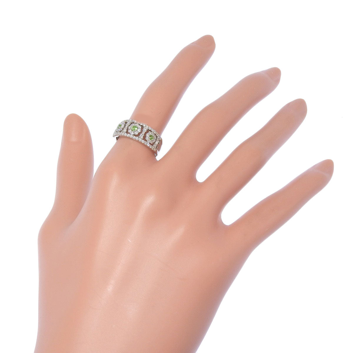 Demantoid Garnet and Diamond Ring, GG 0.16ct / D 0.62ct, Pt900 Platinum