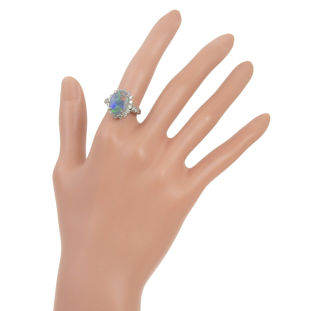 Black Opal and Diamond Ring, BLOP2.69/D11.26, Pt900 Platinum, Accessory, Jewelry