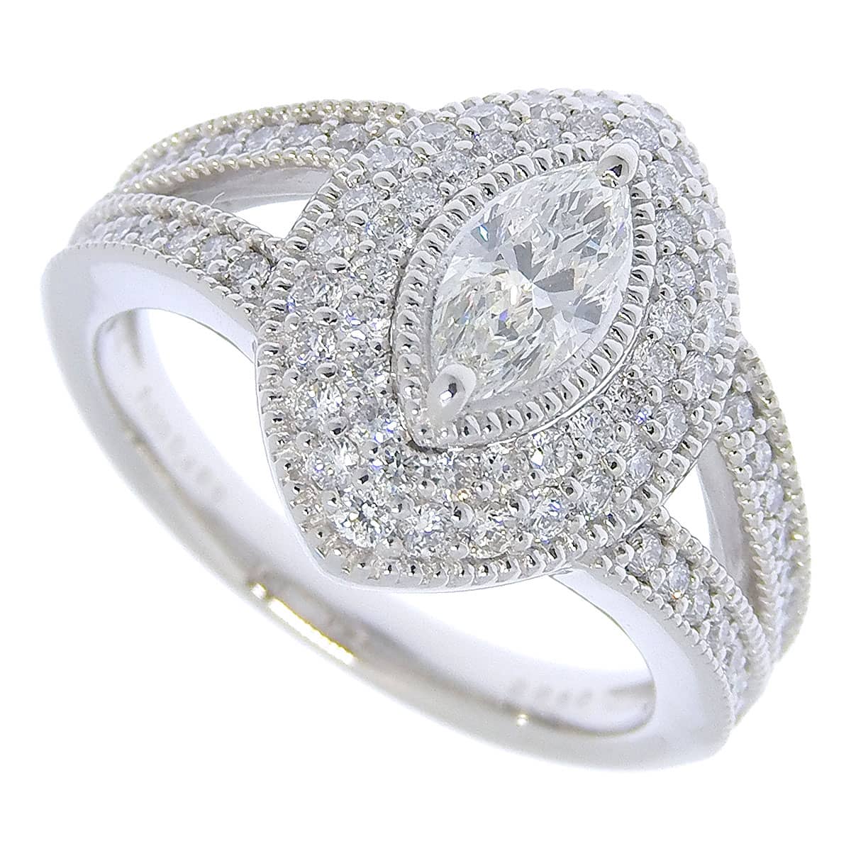 Marquise-cut diamond ring, 0.409 carats, 0.60 carats, platinum (Pt900)