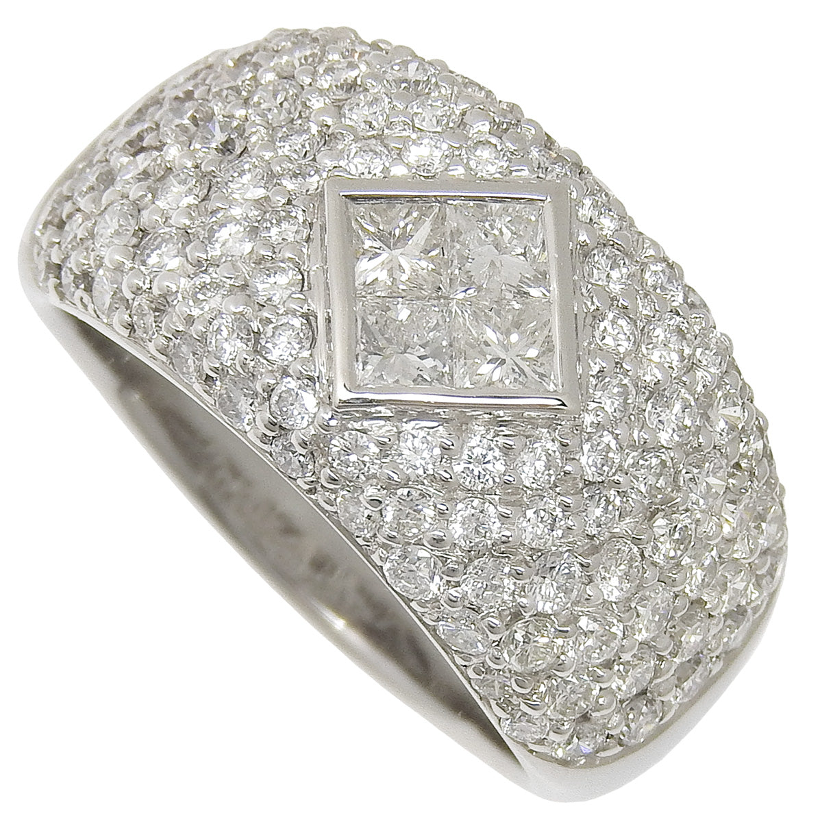Diamond ring, 2.09 carats, pave-set, platinum (Pt900).