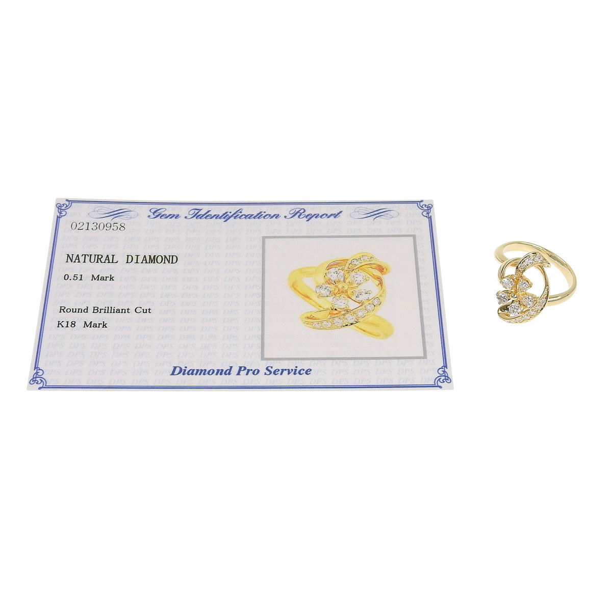 Diamond Flower Ring, 0.51 carats, 18K Yellow Gold (YG)