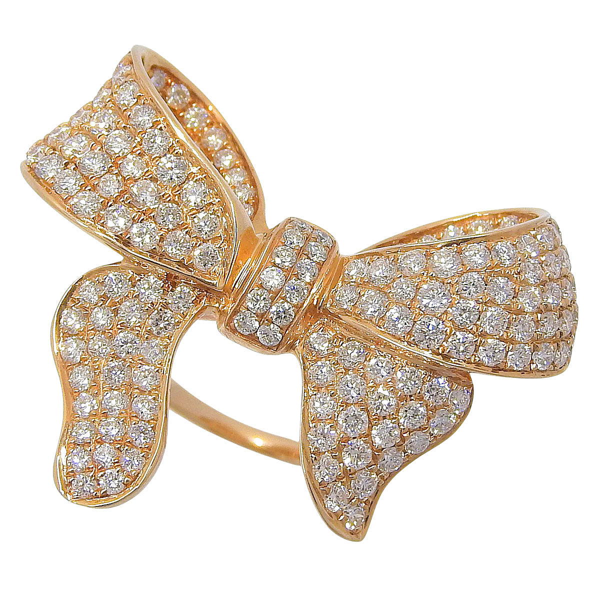 Pave Diamond Ribbon Ring, 2.00 carats, 18K Pink Gold