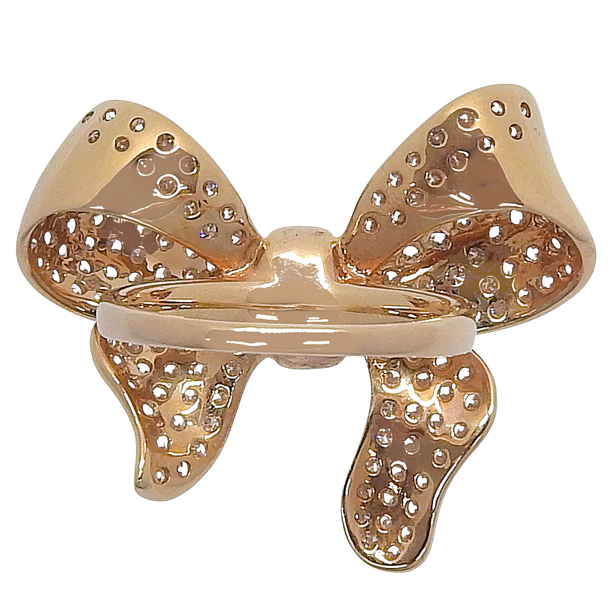 パヴェダイヤ リボン リング D2.00 K18 ピンクゴールド PG