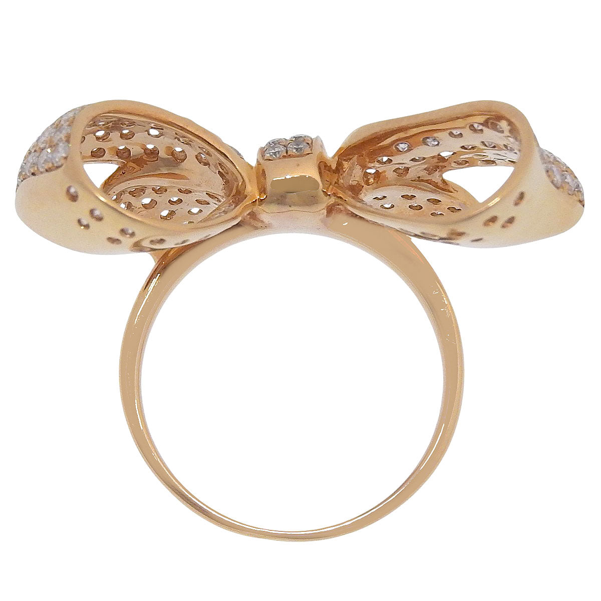 パヴェダイヤ リボン リング D2.00 K18 ピンクゴールド PG