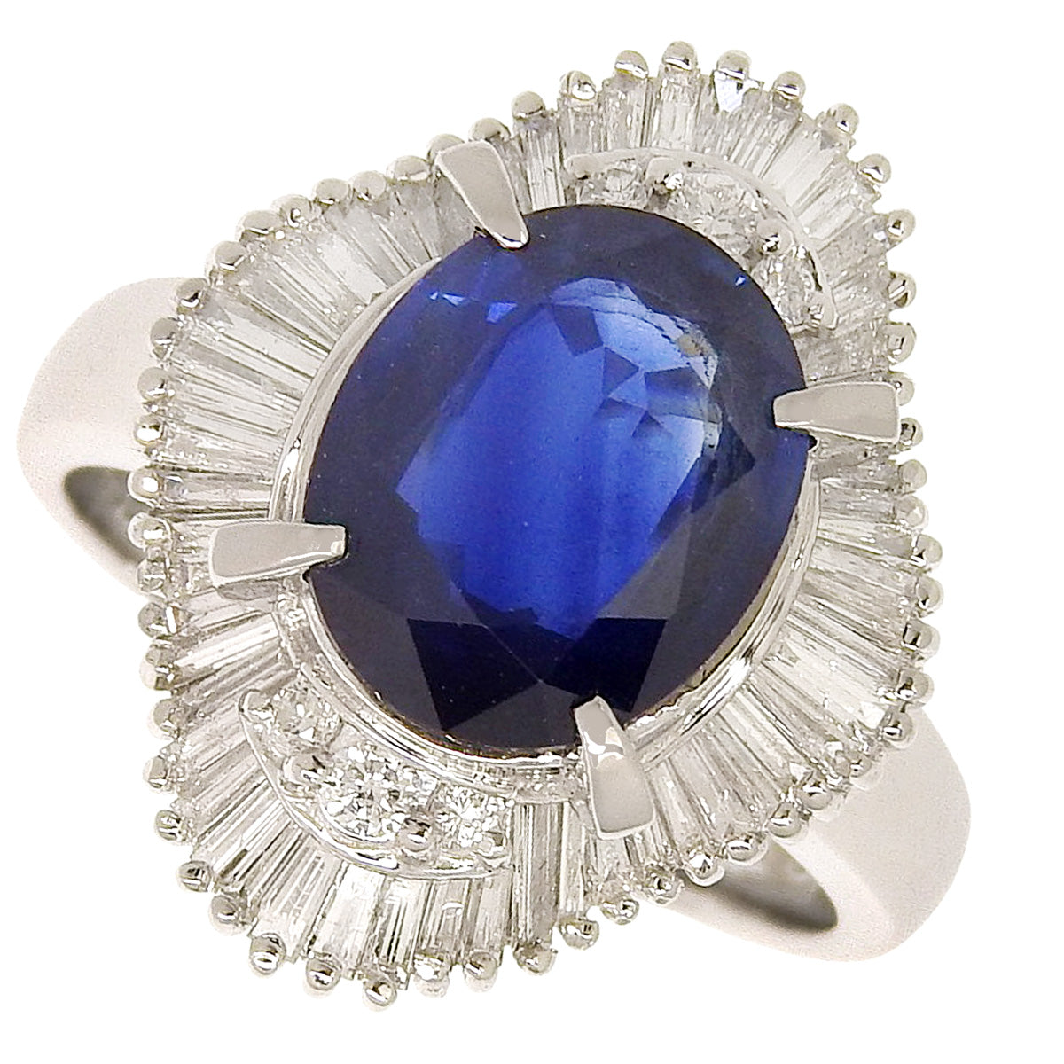 Sapphire and Diamond Ring, Sapphire 3.06ct, Diamond 0.83ct, Platinum 900.
