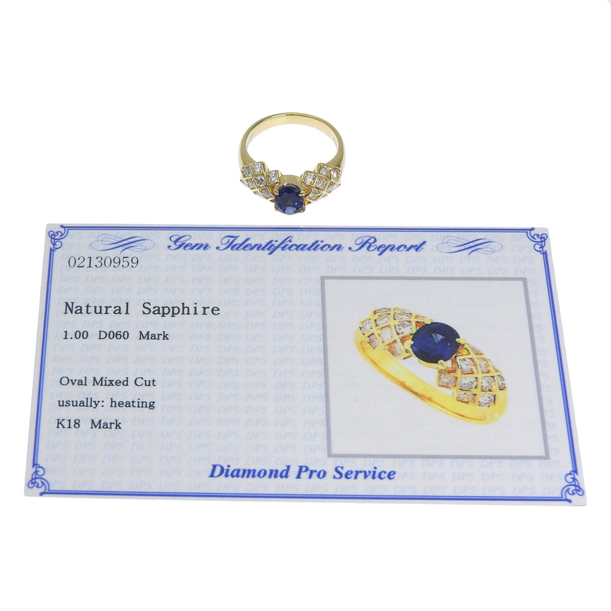 Sapphire and Diamond Ring, Sapphire 1.00ct, Diamond 0.60ct, 18K Yellow Gold