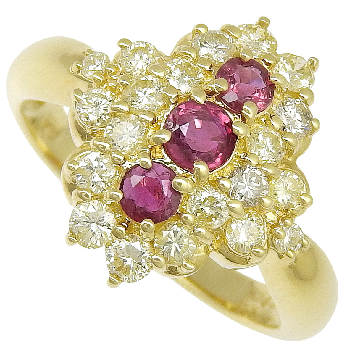 Ruby and Diamond Ring: Ruby/Diamond R0.43/D0.66, 18K Yellow Gold (YG)
