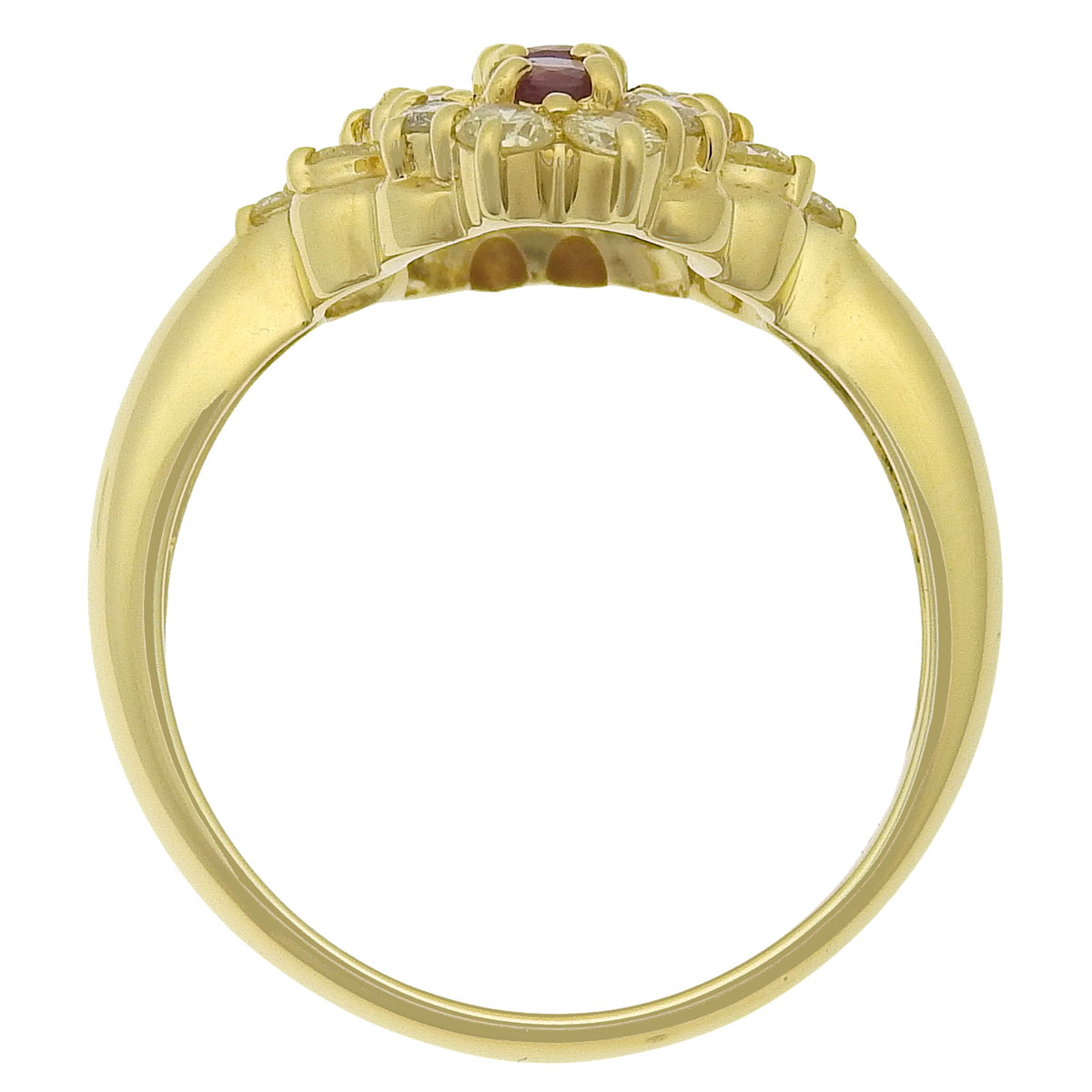 Ruby and Diamond Ring: Ruby/Diamond R0.43/D0.66, 18K Yellow Gold (YG)