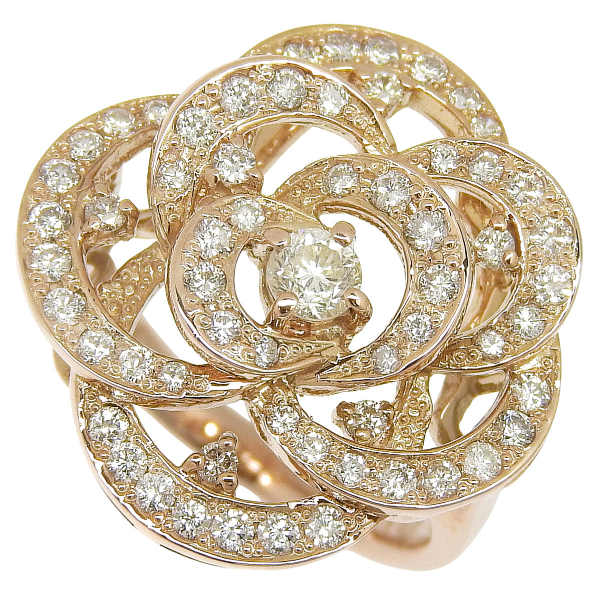 Diamond Rose Ring, 1.00ct, K18 Pink Gold, Flower, Rose