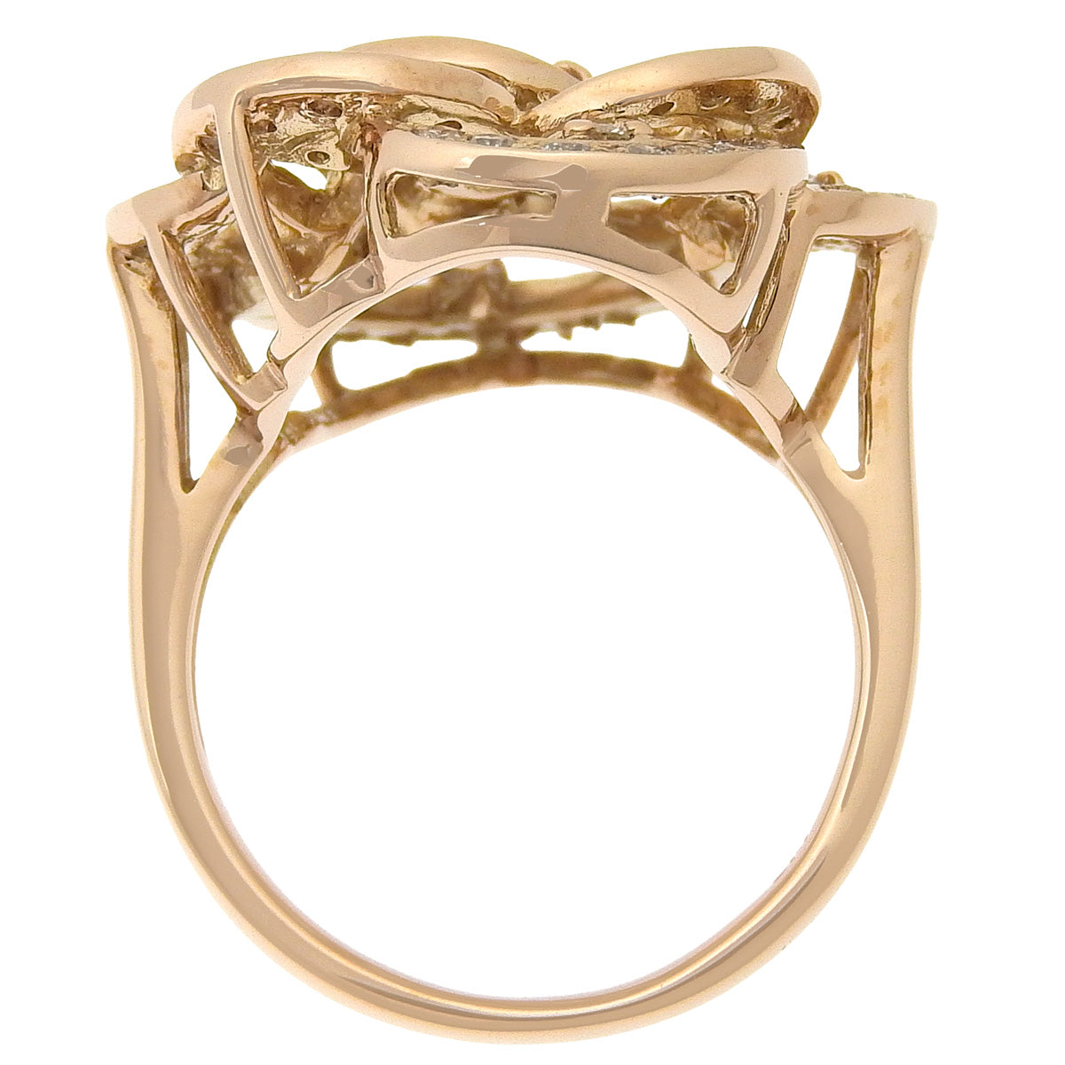 ダイヤモンド ローズリング D1.00 K18 ピンクゴールド PG 花 フラワー 薔薇