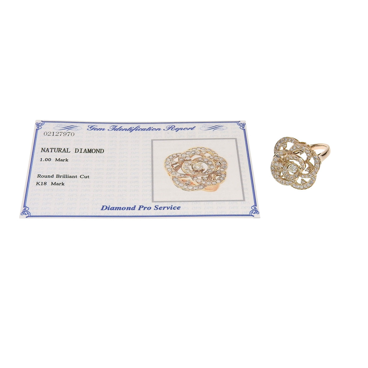 Diamond Rose Ring, 1.00ct, K18 Pink Gold, Flower, Rose