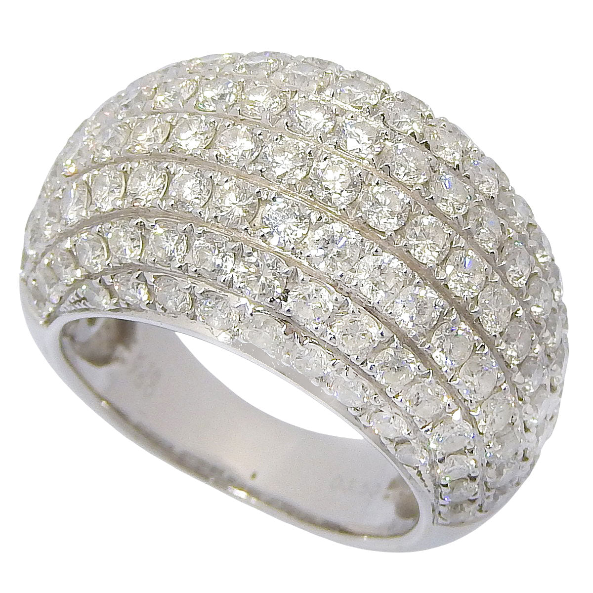 Pave Diamond Ring, 3.50 carats, 18K White Gold