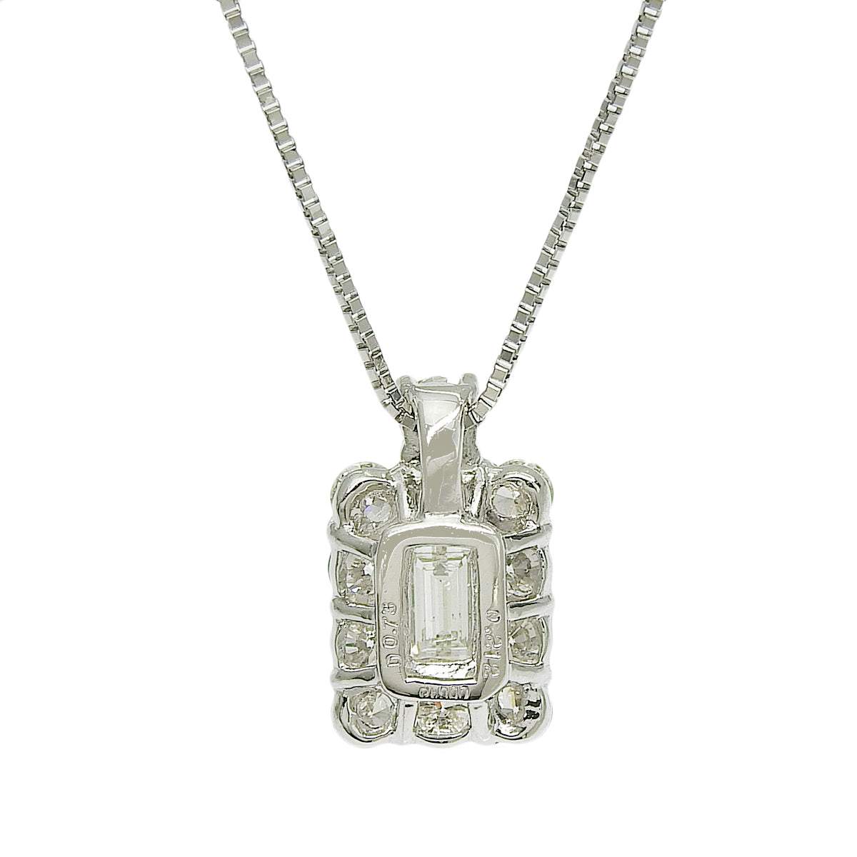 Diamond Square Cut Necklace, 0.73ct, 0.212ct, Pt850/Pt900 Platinum