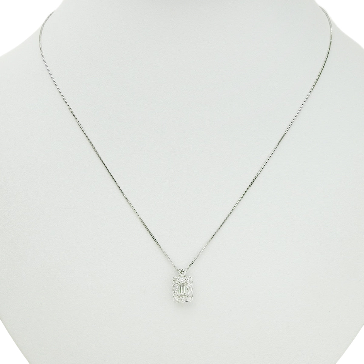 Diamond Square Cut Necklace, 0.73ct, 0.212ct, Pt850/Pt900 Platinum