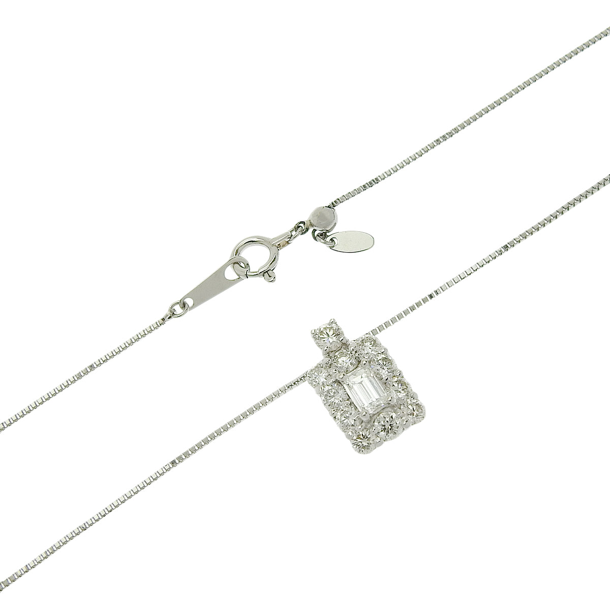 Diamond Square Cut Necklace, 0.73ct, 0.212ct, Pt850/Pt900 Platinum