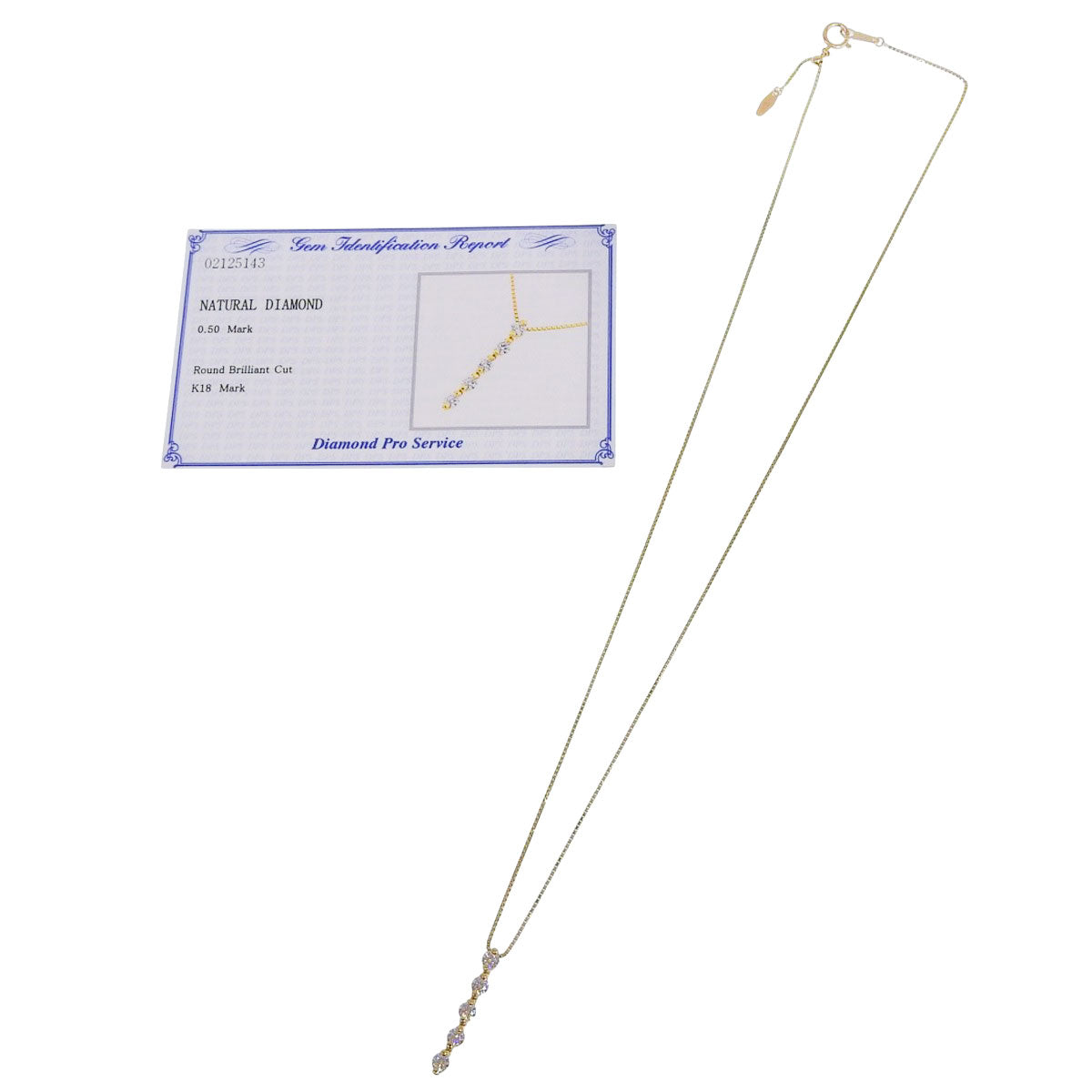 Diamond Necklace 0.50 Carat, 18K Yellow Gold