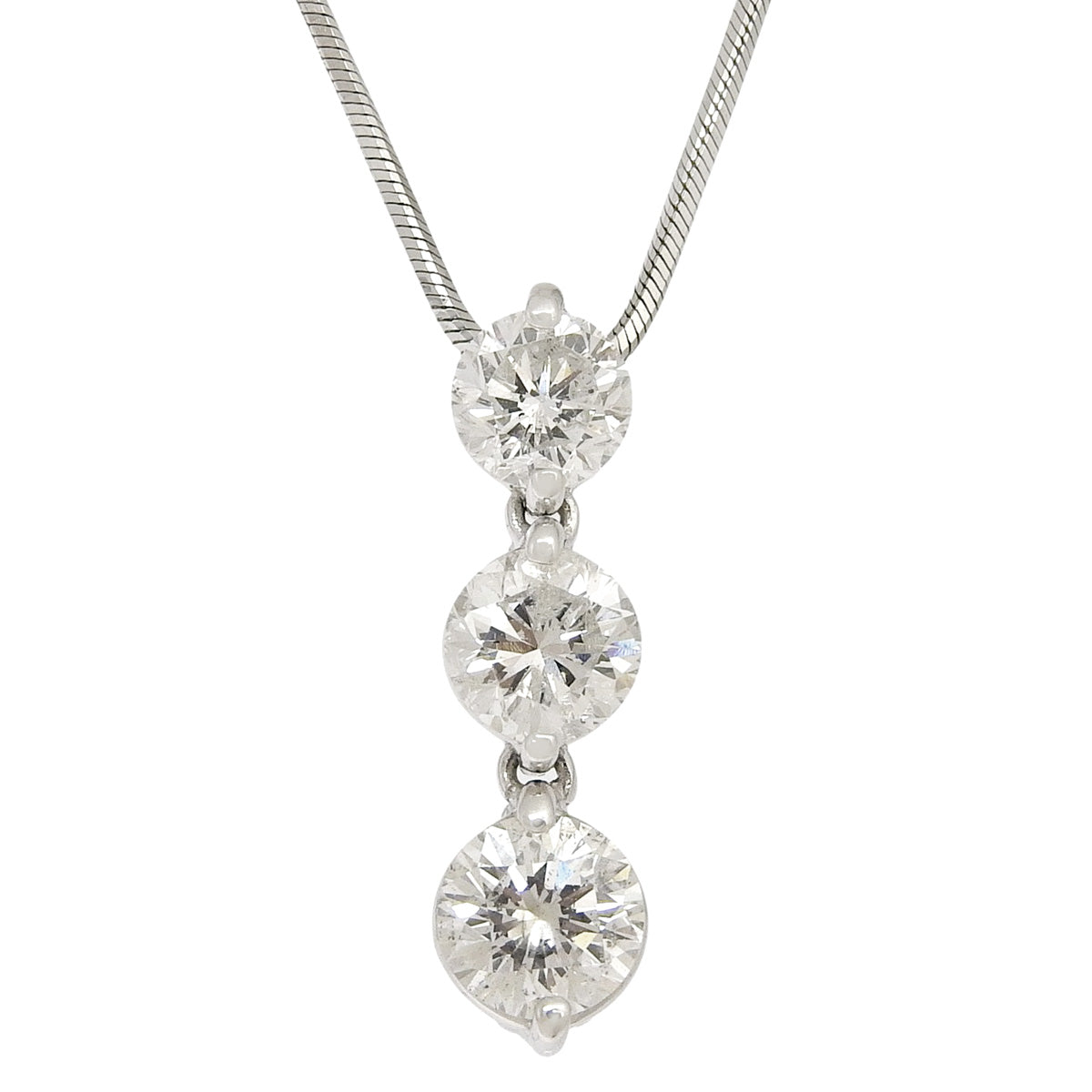 3-point diamond necklace, 2.018 grams, Pt900 platinum, Pt850 platinum