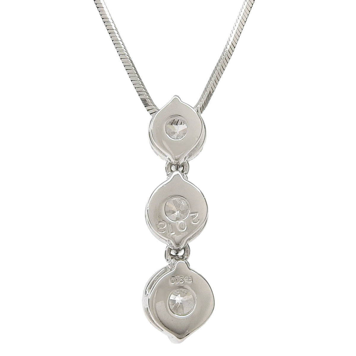 3-point diamond necklace, 2.018 grams, Pt900 platinum, Pt850 platinum