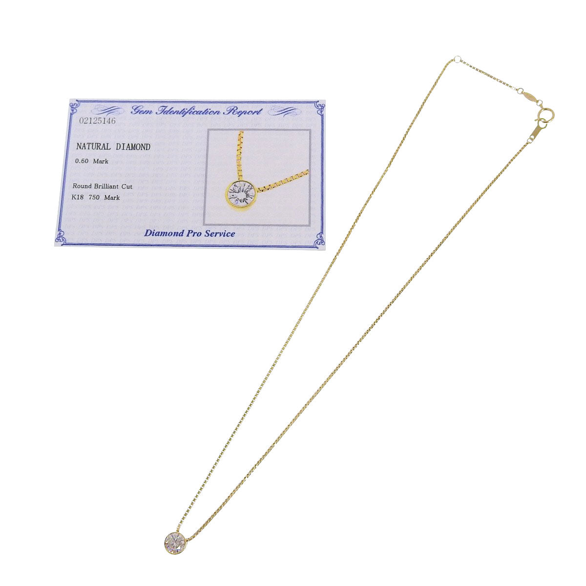 Diamond Necklace D0.60 K18 Yellow Gold YG