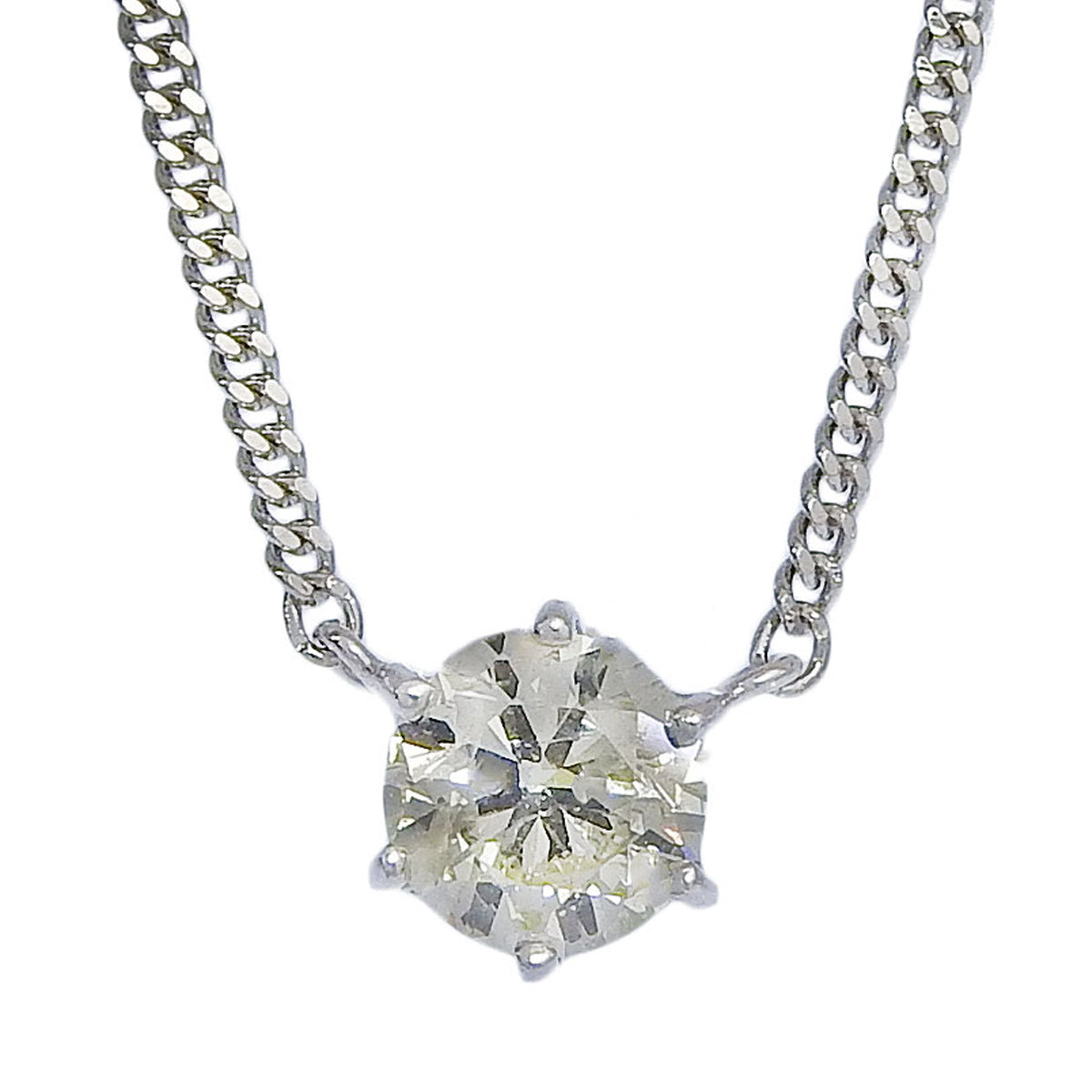 Diamond Necklace, 1.08 carats, Pt850 platinum, single-diamond (1PD)