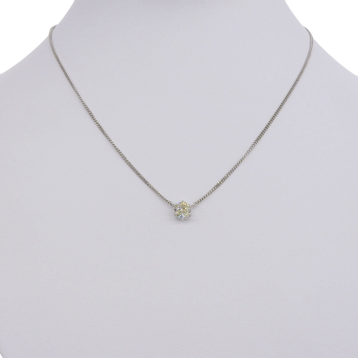 Diamond Necklace, 1.08 carats, Pt850 platinum, single-diamond (1PD)