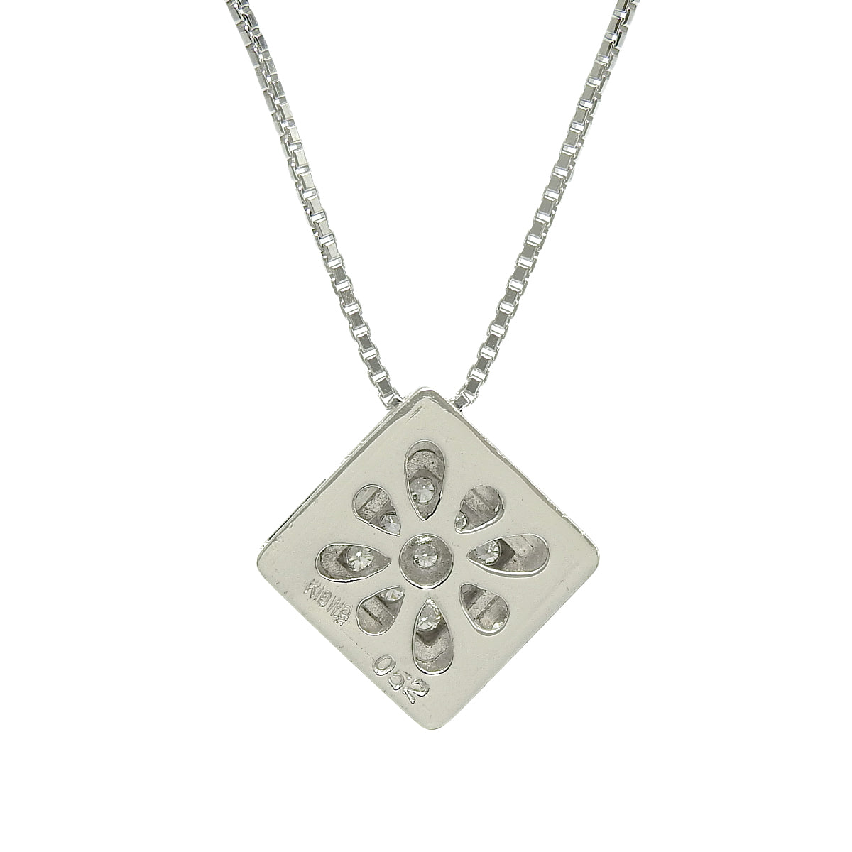 Square Diamond Necklace, 0.52 carats, White Gold (K18WG)