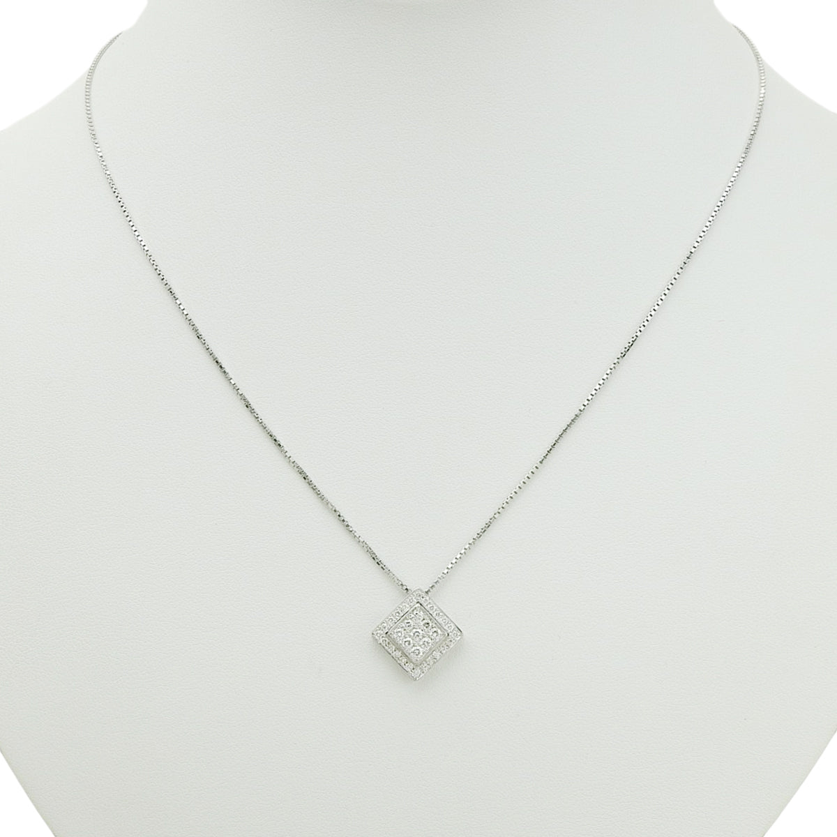 Square Diamond Necklace, 0.52 carats, White Gold (K18WG)