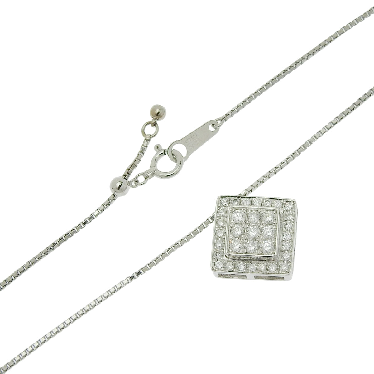 Square Diamond Necklace, 0.52 carats, White Gold (K18WG)