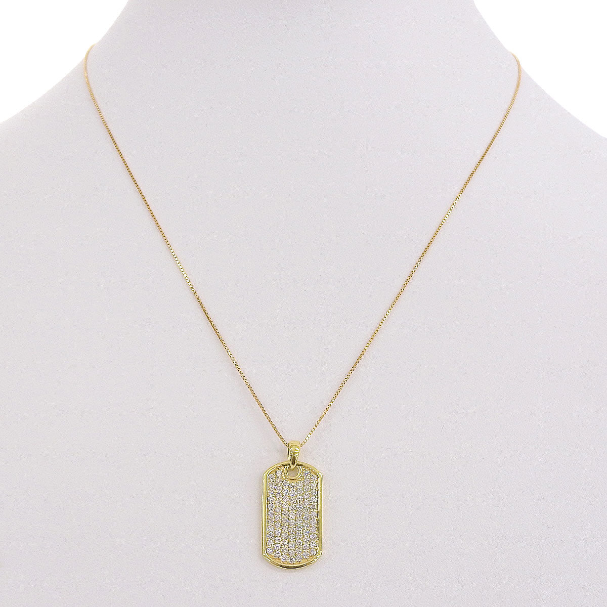 Plate Diamond Necklace, 1.00 Carat, K18 Yellow Gold, YG, Accessory, Jewelry