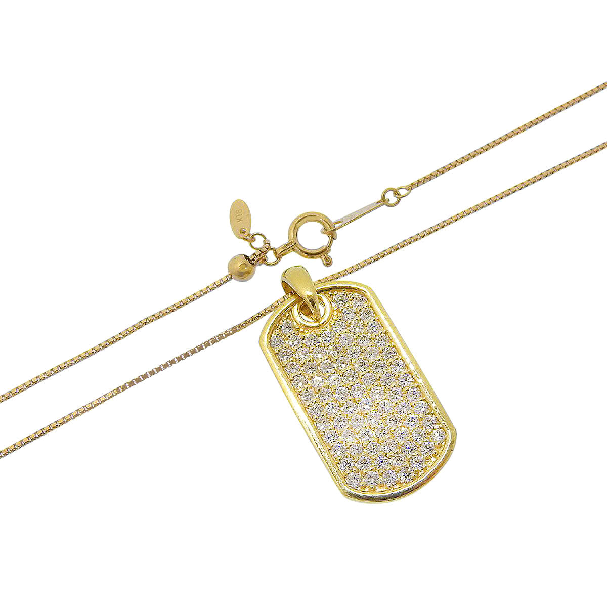 Plate Diamond Necklace, 1.00 Carat, K18 Yellow Gold, YG, Accessory, Jewelry